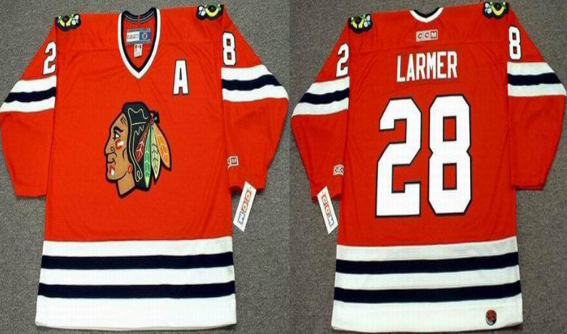 2019 Men Chicago Blackhawks 28 Larmer red style #2 CCM NHL jerseys->chicago blackhawks->NHL Jersey